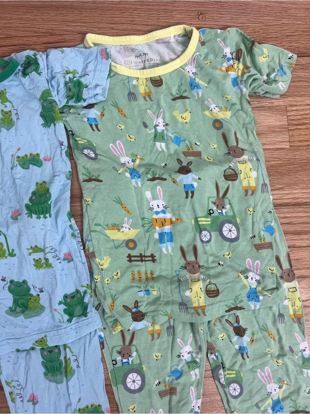 Little Sleepies Frog & Bunny Two-Pack Pajama Sets in Light Blue and Green 4T